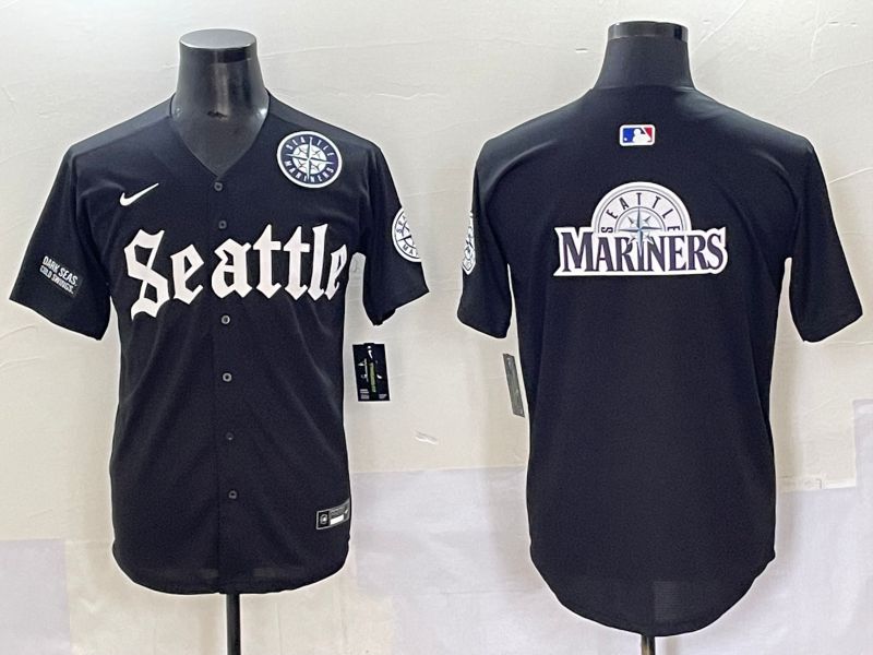 Men 2025 Seattle Mariners Blank black Five generations Joint Name Nike MLB Jersey style 20